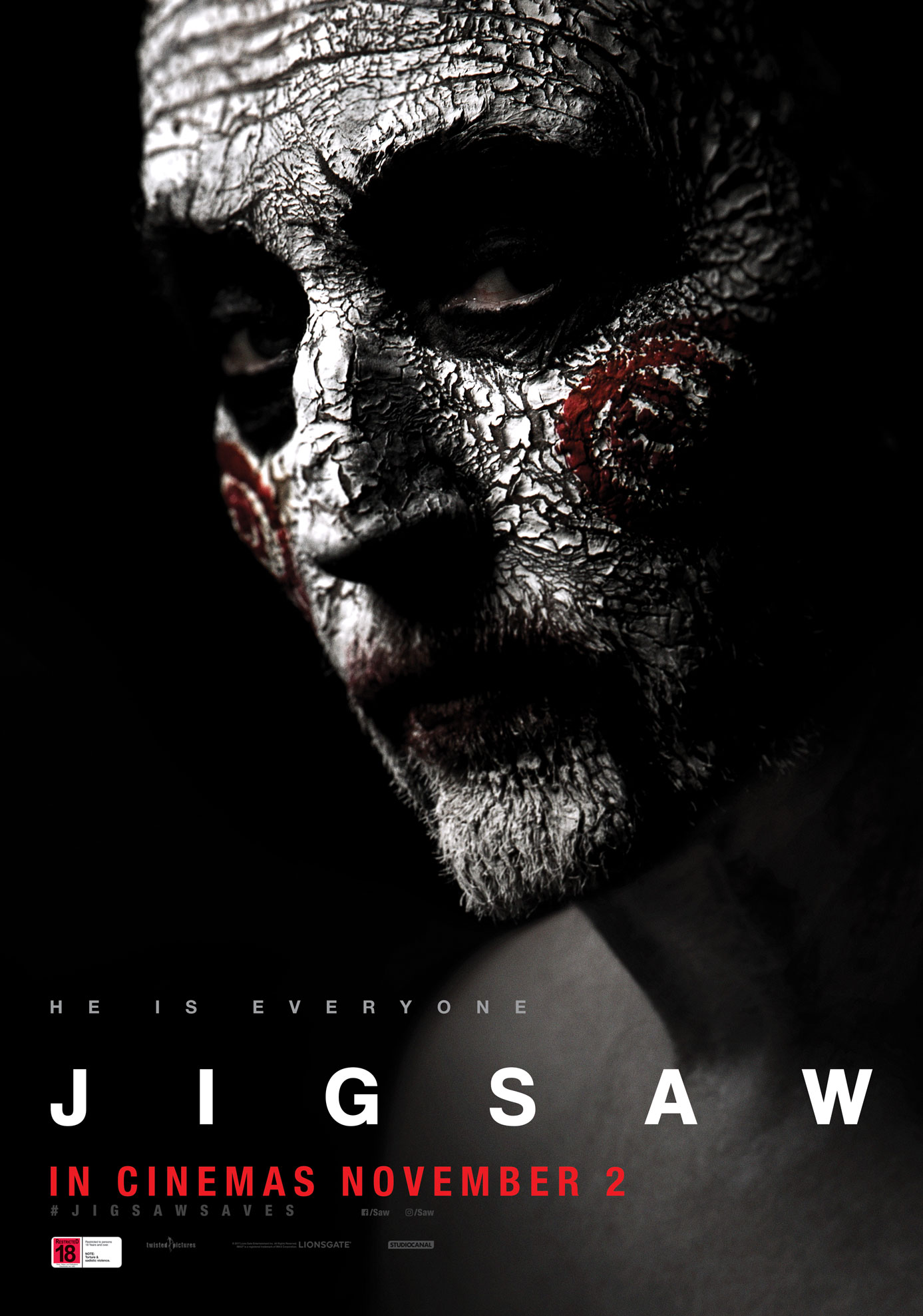 Giveaway! Win 1 of 2 JIGSAW movie double passes. Image via Studiocanal | onetakekate.com